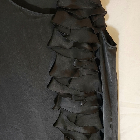 GO International Sleeveless Satin Black Front Ruffle dress size XL - Picture 3 of 8